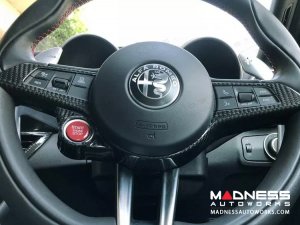 Alfa Romeo Giulia Steering Wheel Trim - Carbon Fiber - Center Trim Piece - Black/ White Candy - QV Model